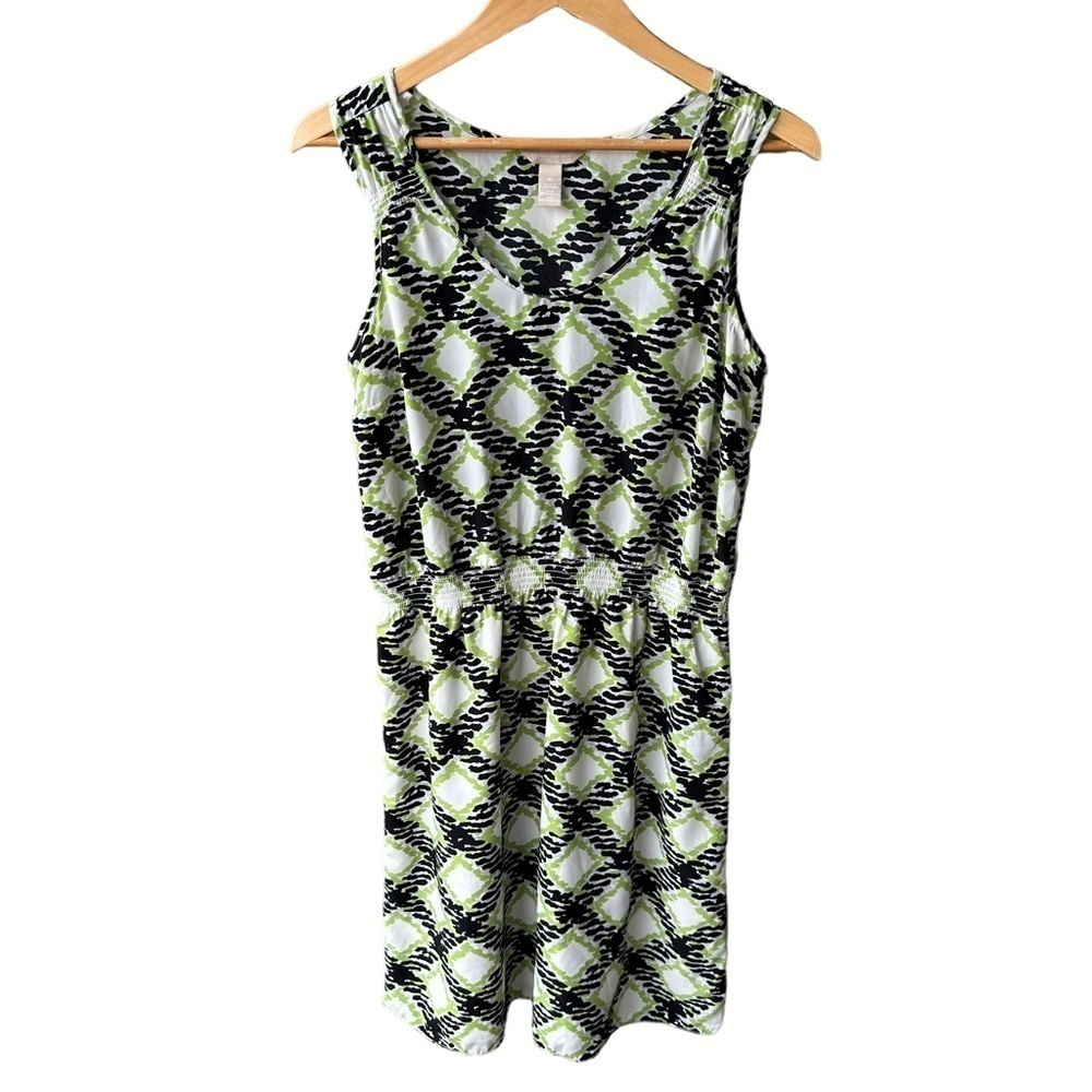 Banana Republic Dress Green White Academia Preppy Business Cocktail Party Sz 10